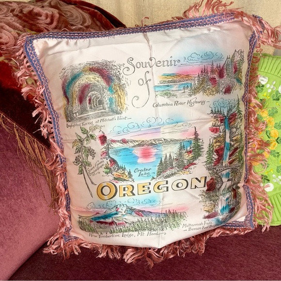 50s Oregon Souvenir Pillow Cover - Picture 1 of 12